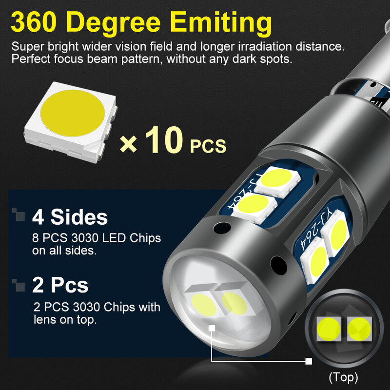 Bombilla LED Canbus para Interior de matrícula de coche, luz blanca, roja, amarilla, 12V, H21W, BAY9S, BA9S, T4W, BAX9S, H6W, T2W, T3W, H5W, 2 uds.