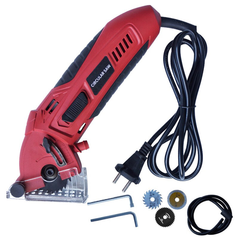 Compacto handheld serra circular definir 3400 rpm 0-12mm profundidade de corte ajustável com 3 pces lâminas de corte eua/ue/reino unido elétrica viu energia