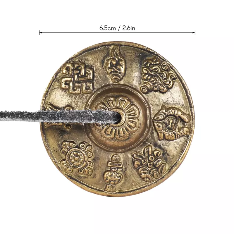 Cloche à cymbales Tingsha, faite à la main, méditation tibétaine, avec les huit symboles bouddhistes de bon augure, 6.5 pouces/cm