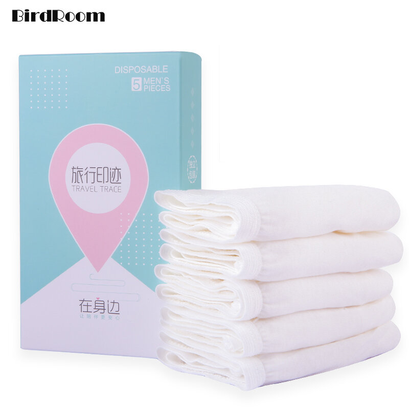 Cotton Disposable Panties Men Travel Portable Health Underwear High Quality Thick Briefs Elastic Comfortable Big Size 5 Pieces