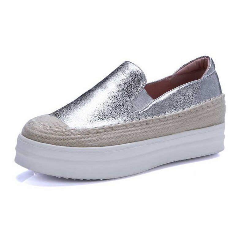 Espadrille 2020 tênis de luxo designer de couro feminino deslizamento em mocassins marca plataforma sapatos fashional couro genuíno mocassins