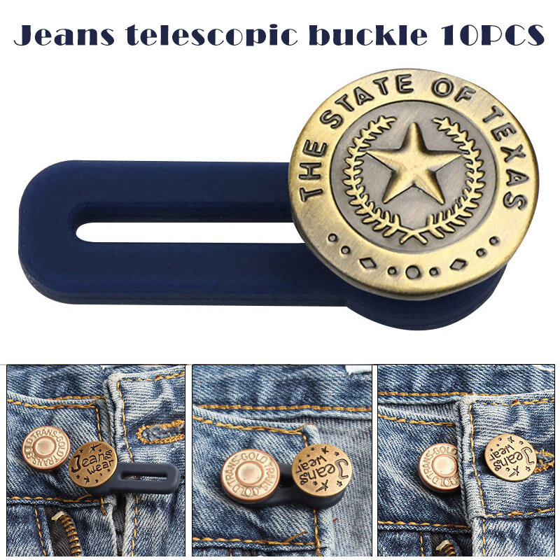10 pçs botões de costura livres desmontagem ajustável retrátil jeans botão da cintura metal estendido fivelas pant cós expansor
