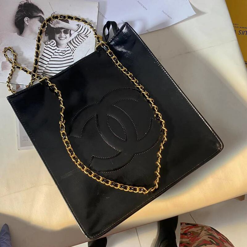Chanel-Bolso de compras de gran capacidad para mujer, bolsa cuadrada pequeña con cadena, bandolera de hombro
