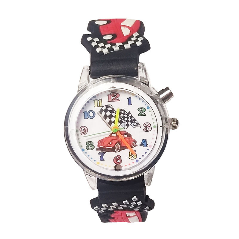 Cartoon Cars Children's Watch for Boy Silicone Strap Flash Quartz Football Wristwatch Luminous Watches Kids Birthday Gifts Clock