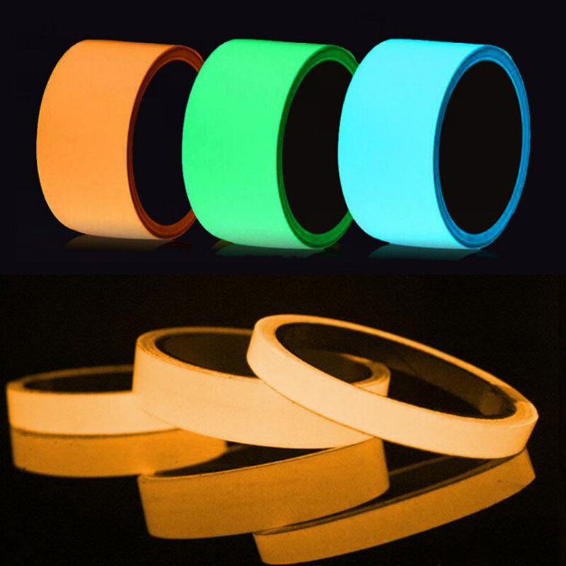 Brilho autoadesivo colorido da fita luminosa no escuro adesivos 3m fase decorativa luminosa fluorescente fita de advertência adesivos