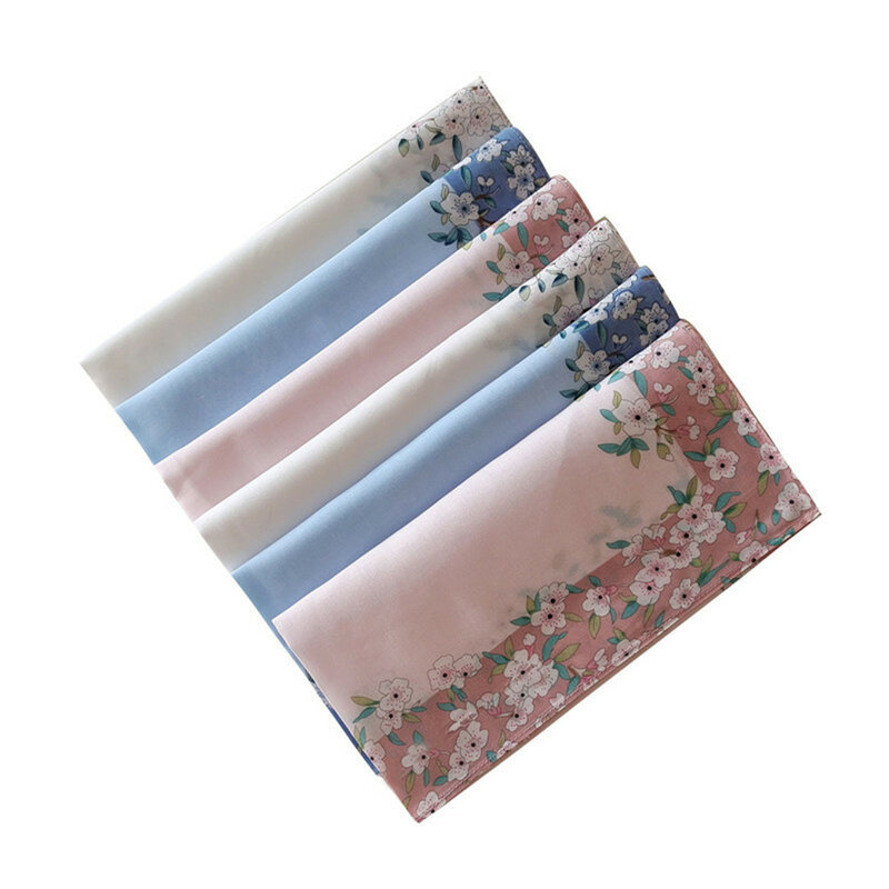 Pañuelo cuadrado de algodón con estampado Floral para mujer y niña, pañuelo Vintage, accesorios de ropa, 45x45cm