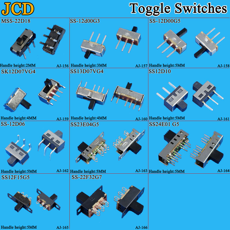 JCD-interruptor deslizante SS 12D00, engranaje deslizante, banda de fluctuación, archivo 2/3, individual, doble, horizontal, mini fuente de alimentación horizontal, 1 lote