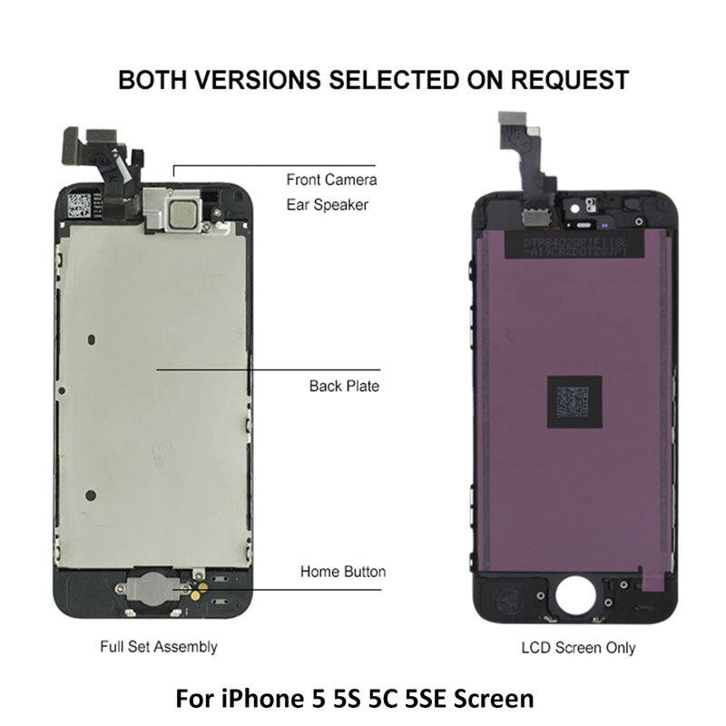 Дисплей No.1 для iPhone 5 5S 5C SE 2016, ЖК-экран с сенсорным цифровым преобразователем в сборе, замена установленной передней камеры, Главная Кнопка + Инструменты