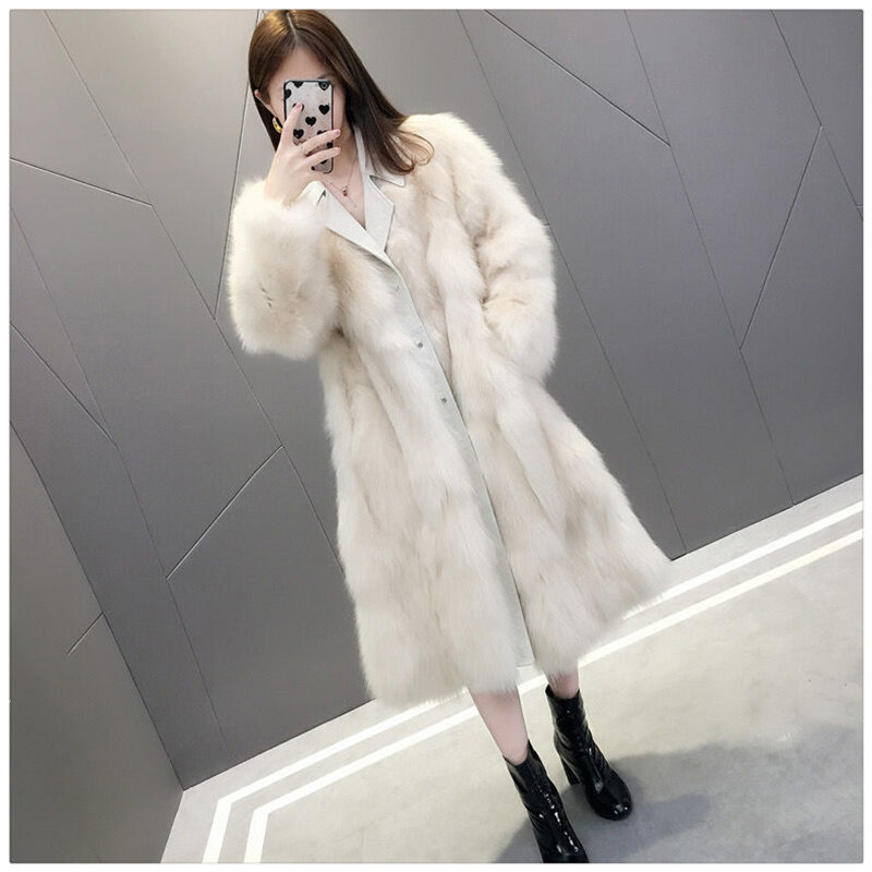 Manteau en fausse fourrure de raton laveur pour femme, élégant, épais, style coréen, en tricot, Parka, automne et hiver, 2021