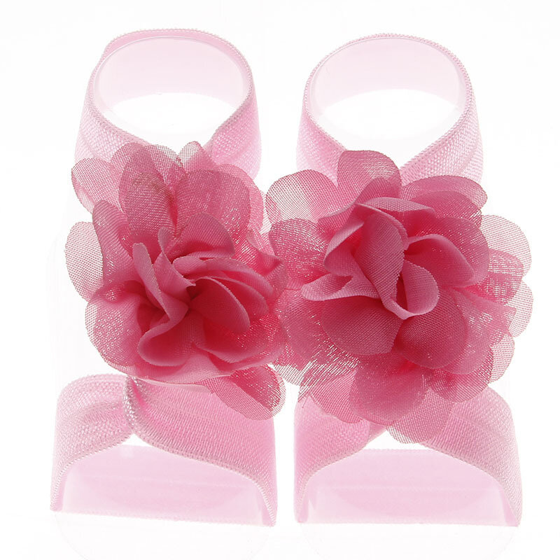 Nishine 2 sztuk/para Boutique szyfonowy kwiat boso sandały dla dziewczynek zdjęcie noworodka rekwizyty akcesoria mody dla dzieci
