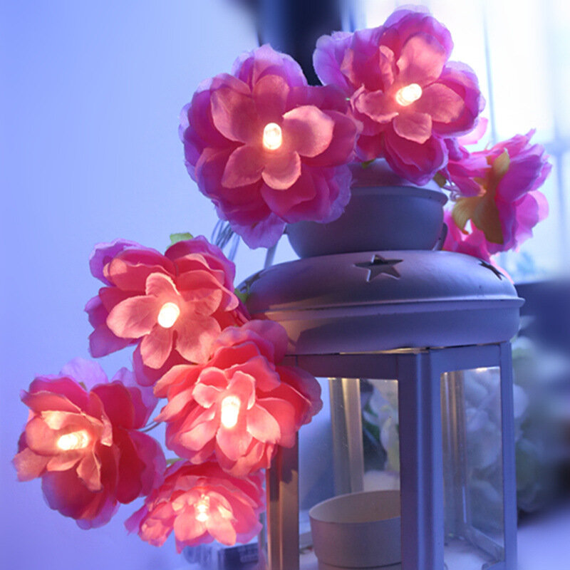 Pheila flor luzes da corda de fadas guirlanda flor lâmpada a pilhas para o natal pendurado interior quarto janela decoração do casamento