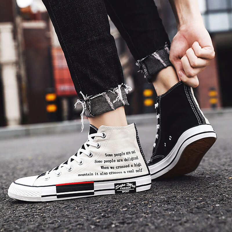 남자 패션 캔버스 신발 소년 2020 새로운 플랫 캐주얼 Colorblock 편안한 통기성 신발 바느질 레이스 남자 플러스 크기