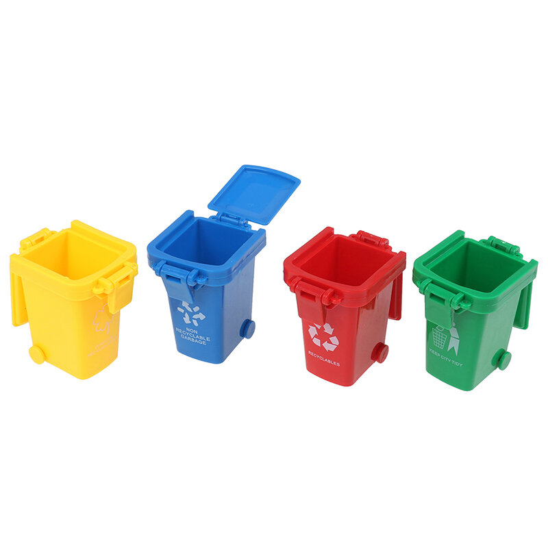 Novo 4 pçs/set mini lata de lixo brinquedo caminhão de lixo latas curbside veículo bin brinquedos simulação criança brinquedo presente