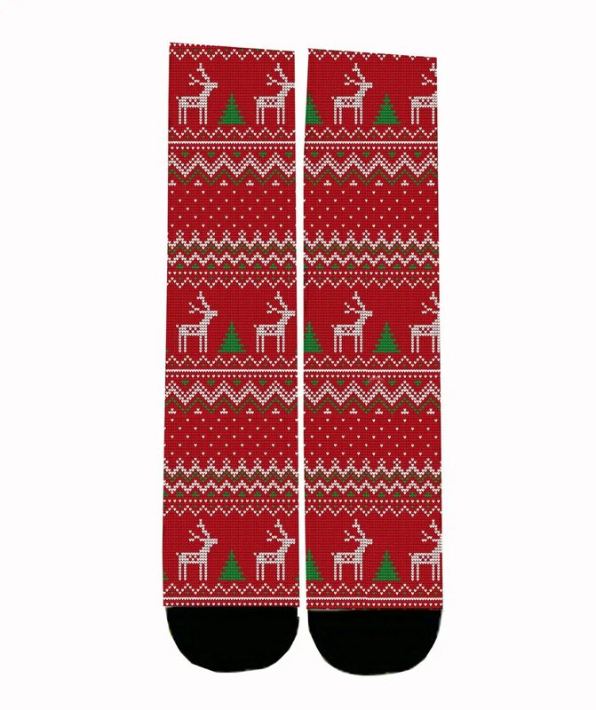 Custom Made Christmas Deer Effect  Sublimation Print Socks