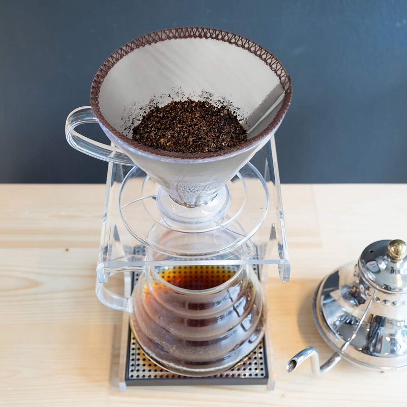Filtre à café sans papier réutilisable, filtre à cône en acier inoxydable, filtre goutte à goutte, 3 à 4 tasses