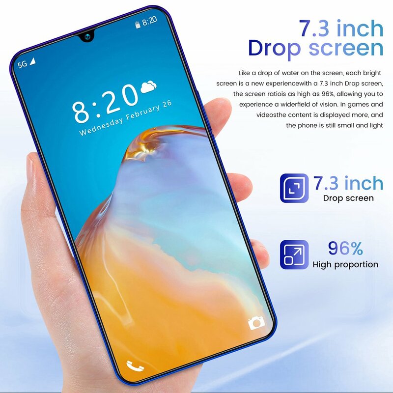 P40 Pro 7.3 inch 2+16GB mobile phone smart phone Face recognition technology Practical Fashion smart phone