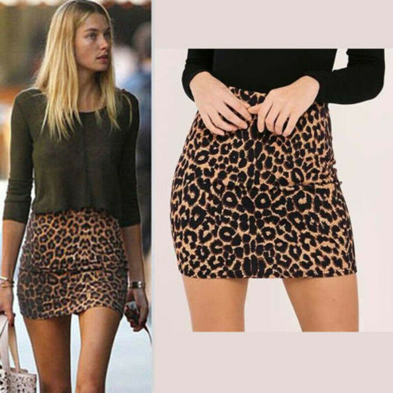 Mini jupe crayon taille haute, imprimé léopard, Sexy, moulante, hanche, plage, nouvelle collection 2021