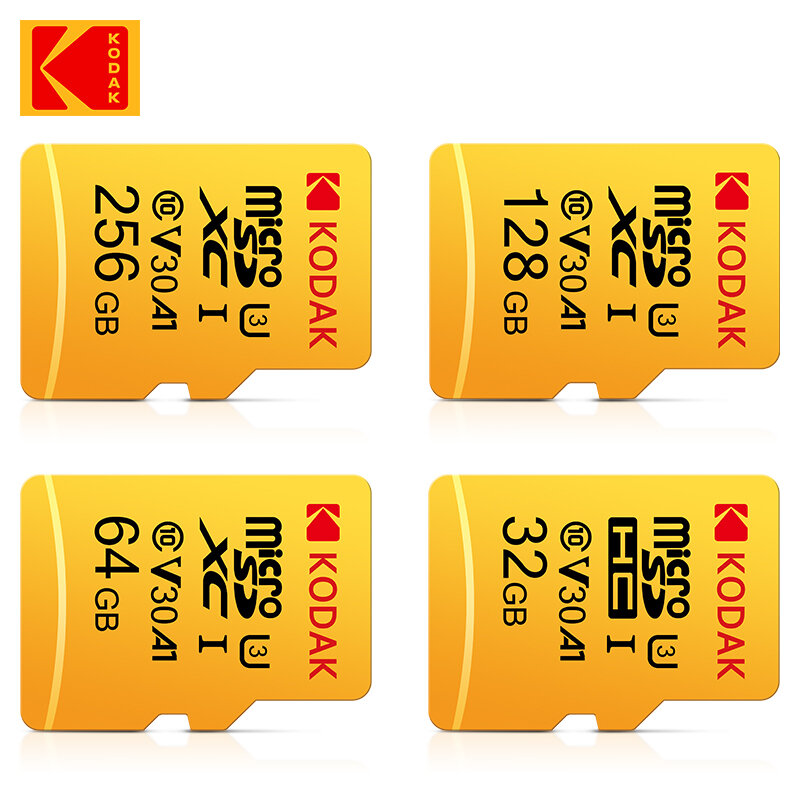 Kodak-Carte Micro SD U3, 32 Go/64 Go/128 Go/256 Go, SDXC/SDHC Classe 10, mémoire flash pour smartphone/appareil photo