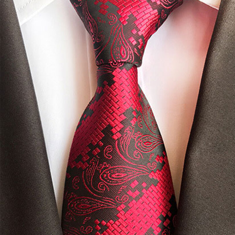 GUSLESON Новый Классический Цветочный Пейсли галстук для мужчин 8 см красный синий шелк жаккардовый Плетеный Свадебный шейный галстук деловые галстуки