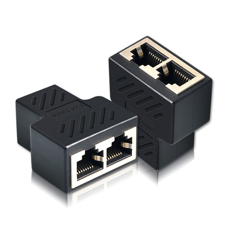 NEW 1 To 2 Ways LAN Ethernet Network Cable RJ45 Female Splitter Connector Adapter Splitter Extender Plug Adapter Connector