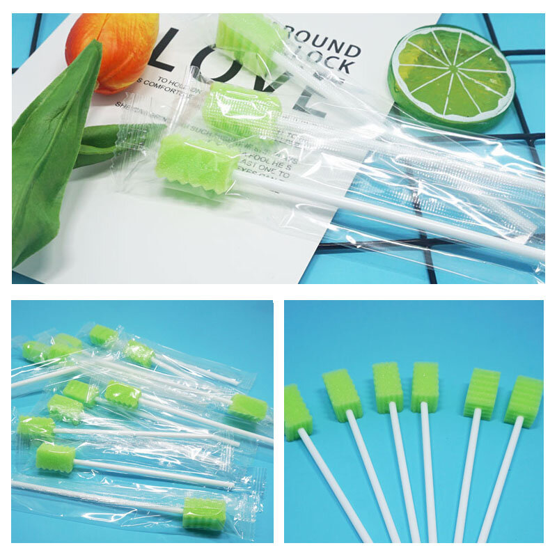 Одноразовые палочки MUNKCARE, безвкусные палочки для ухода за полостью рта, палочки для ротовой мокроты, зеленые палочки