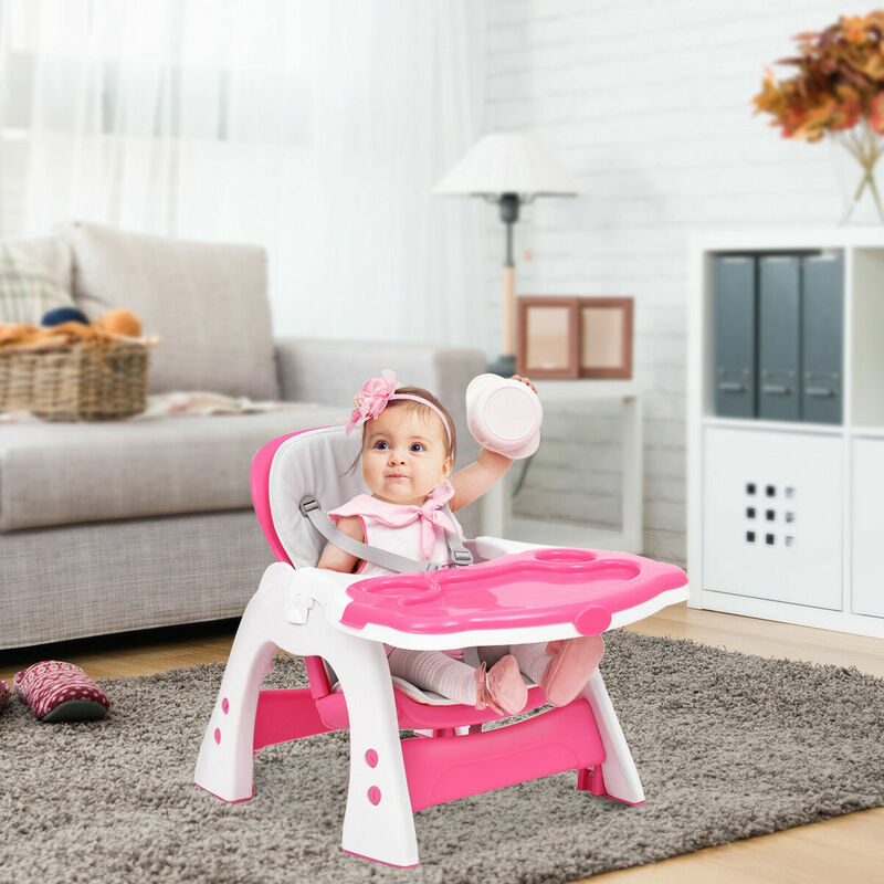 3 in 1 Baby High Chair Convertible Play Table Seat Booster Toddler Baby Tray