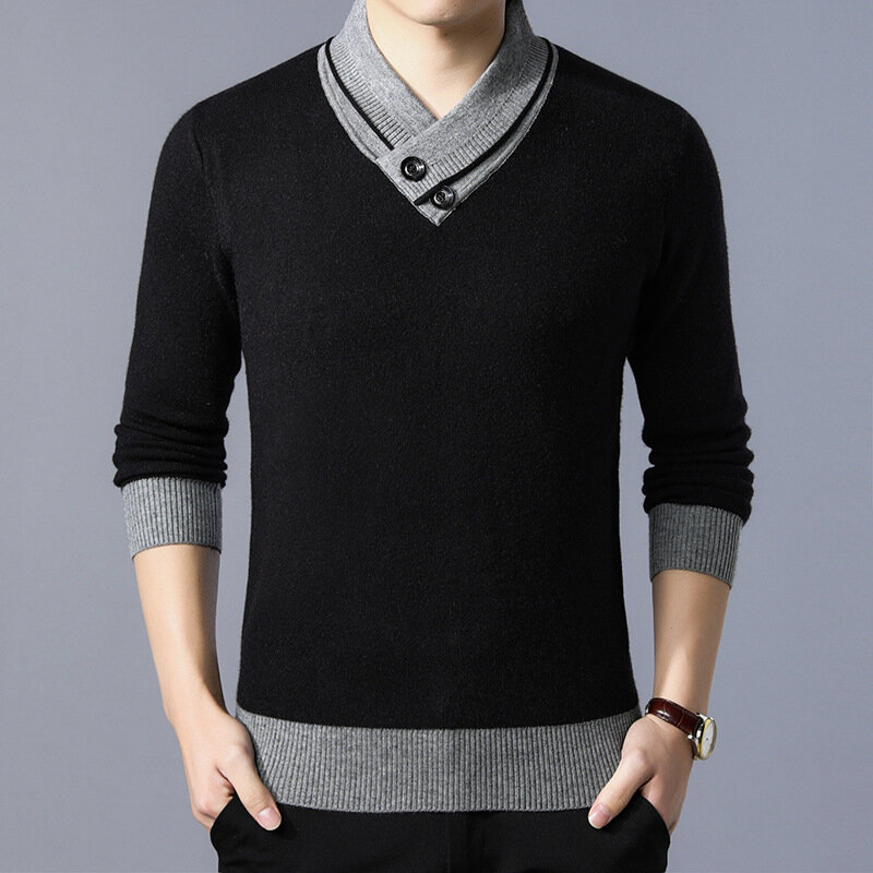 男性用の厚手のラペルニットセーター,男性用ウィンターシャツ,Mrmt,新品,2022
