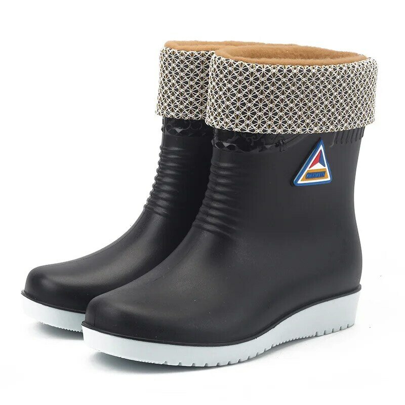 2020 Women Mid-Calf Rainboots Non-Slip Work Warm Spring Winter Shoes Female Waterproof Water Shoes Woman Wellies Rain Boots