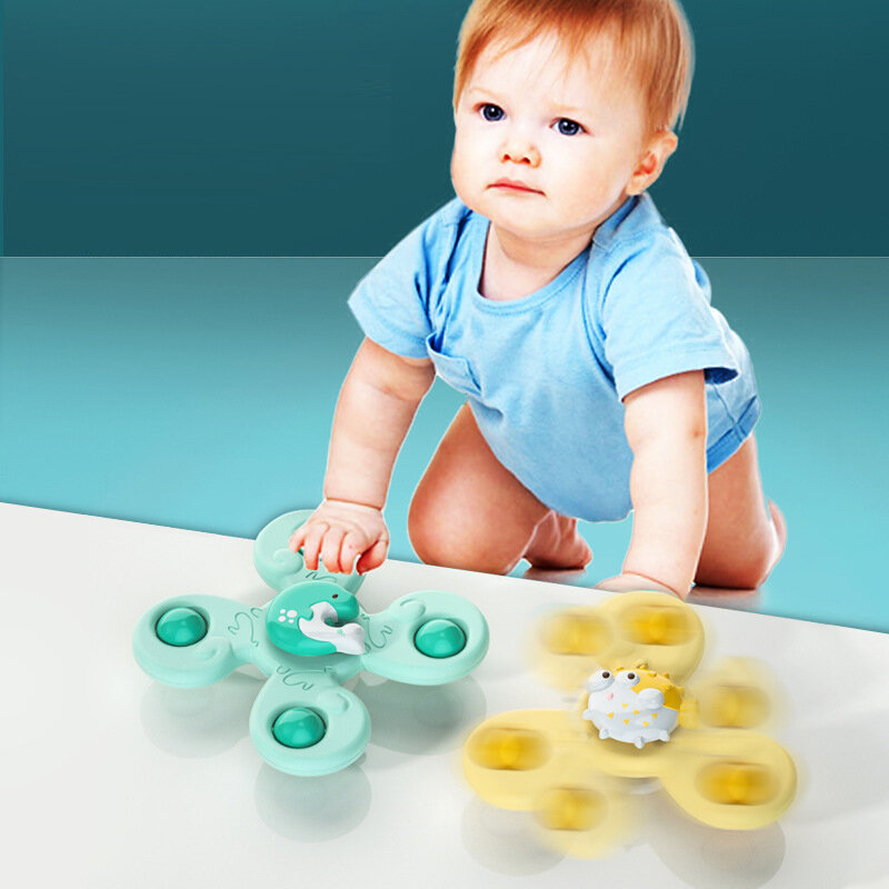 Mainan Mandi Bayi Montessori Anak Laki-laki Mainan Cangkir Hisap Spinner Pengisap untuk Anak Lucu Mainan Kerincingan Anak Hadiah Balita