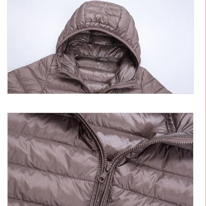 초경량 슬림 다운 자켓 화이트 덕 다운 후드 자켓 파카 휴대용 아웃웨어 여성용, 따뜻한, 겨울, 2020, 가을
