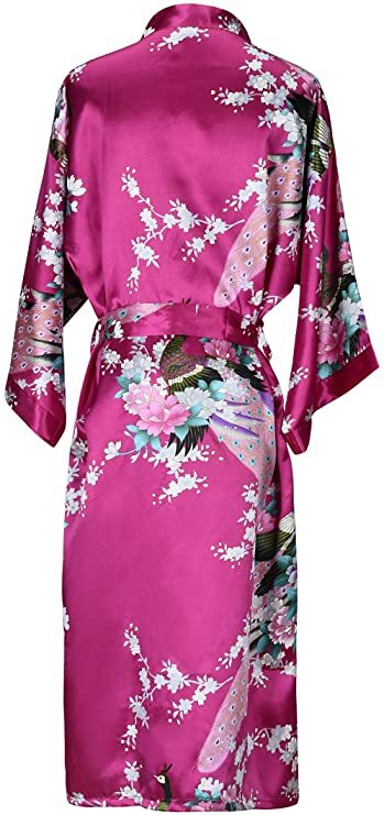 Vestido de seda cetim para as mulheres, quimono curto, design floral, moda, para a noite