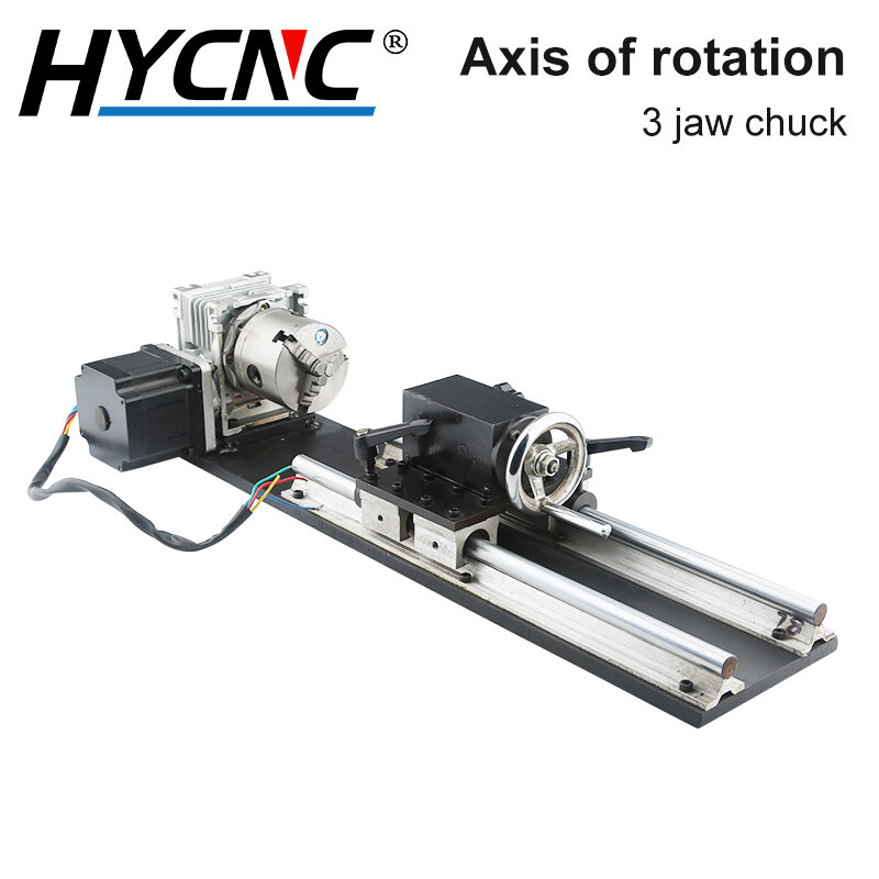 CNC Rotating Axis 4th Axis Router Accessory With 80mm 3-Jaw Chuck Turntable A-Axis Kit For CNC Router Woodworking Engraving