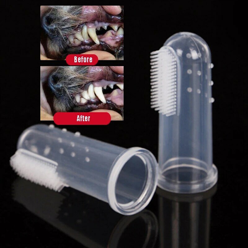 5 unids/lote Pet cepillo de dientes de dedo de silicona suave no-tóxicos perros, gatos, mal aliento importa Tártara de limpieza de los dientes de perro Accesorios
