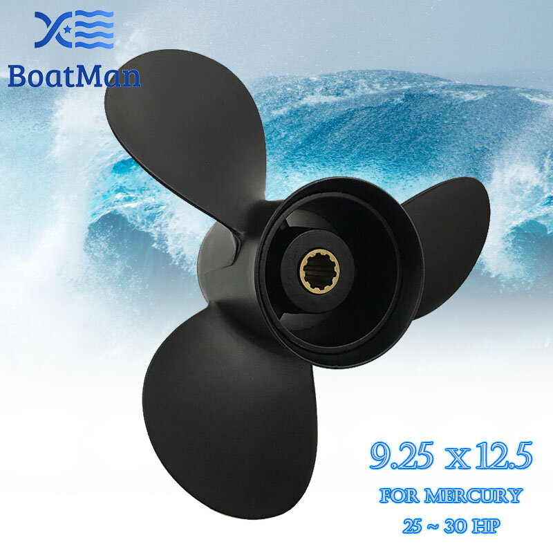 BoatMan® 9.25x12.5 Propeller for Mercury Outboard Motor 25HP 28HP 30HP10 Tooth Spline 48-896900A40 Aluminum Boat Accessories