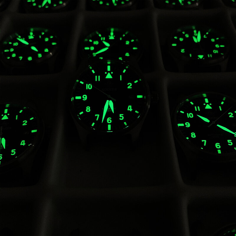 ADDIESDIVE автоматические часы-авиаторы NH35 C3 светящийся черный циферблат и 39 мм чехол водонепроницаемые часы с сапфировым стеклом 200 м для дайвинга