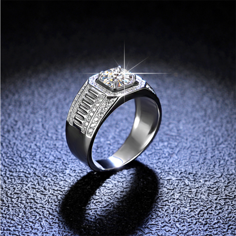 925 Kleurvast Sterling Zilveren Ring D Kleur Mossan Diamant Kleurvast Sterling Zilveren Mannen Ring Classic Engagement Sieraden