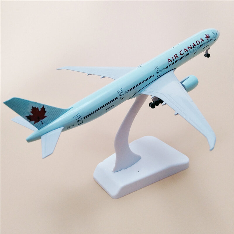 Avión de aleación de Metal con rueda de 20CM para niños, modelo de avión de Air Canadá B777 Boeing, juguete de exhibición coleccionable, regalo para niños