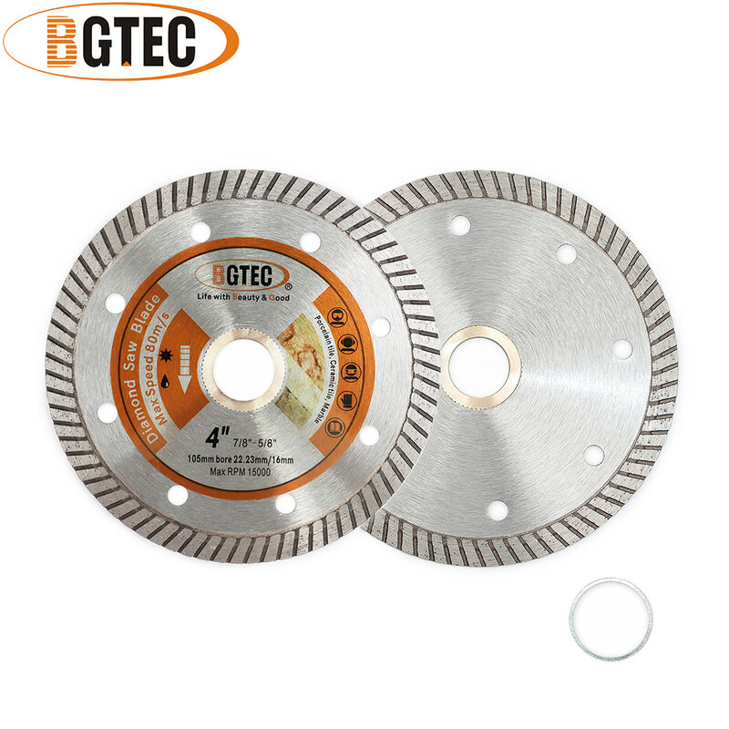 BGTEC-Super-Thin Diamante Turbo Saw Blade, cortar a placa, disco de corte, cerâmica, telha de mármore, pedra Angle Grinder, 105mm, 115mm, 125mm, 10Pcs Set