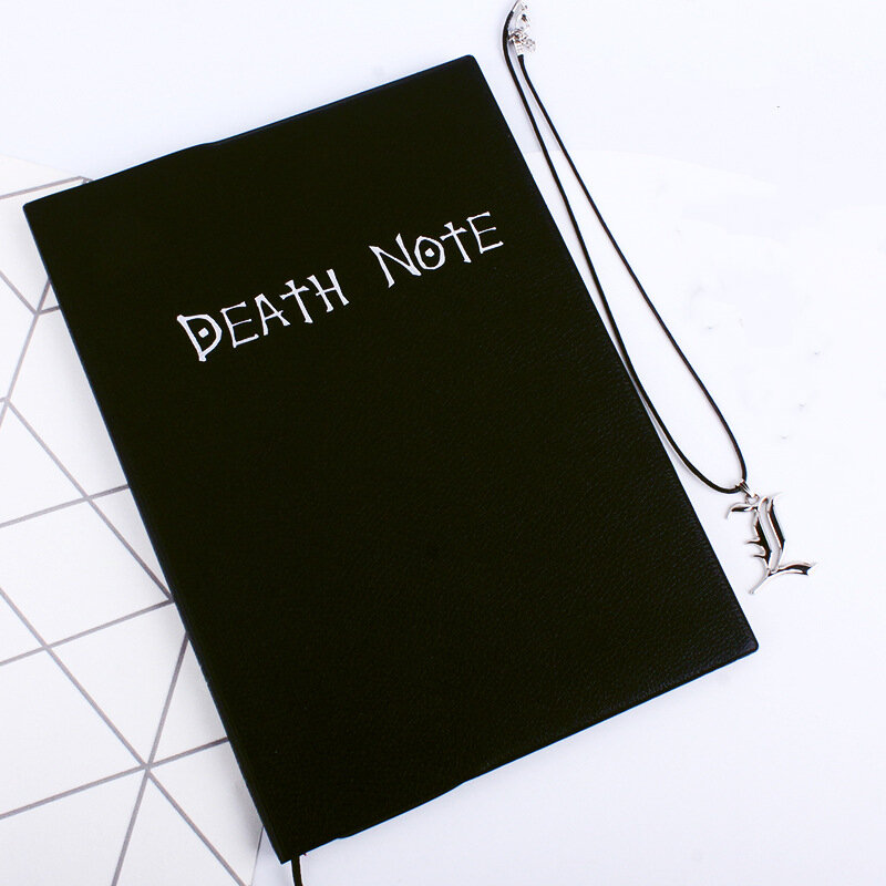 Juego de Cuaderno de Anime Death Note A5, diario de cuero y collar, pluma, animación, arte, escritura, diario, Bloc de notas