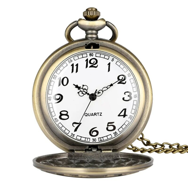 Часы наручные кварцевые в античном стиле, бронзовые карманные ретро-часы с подвеской на свитер, ожерелье, с арабскими цифрами