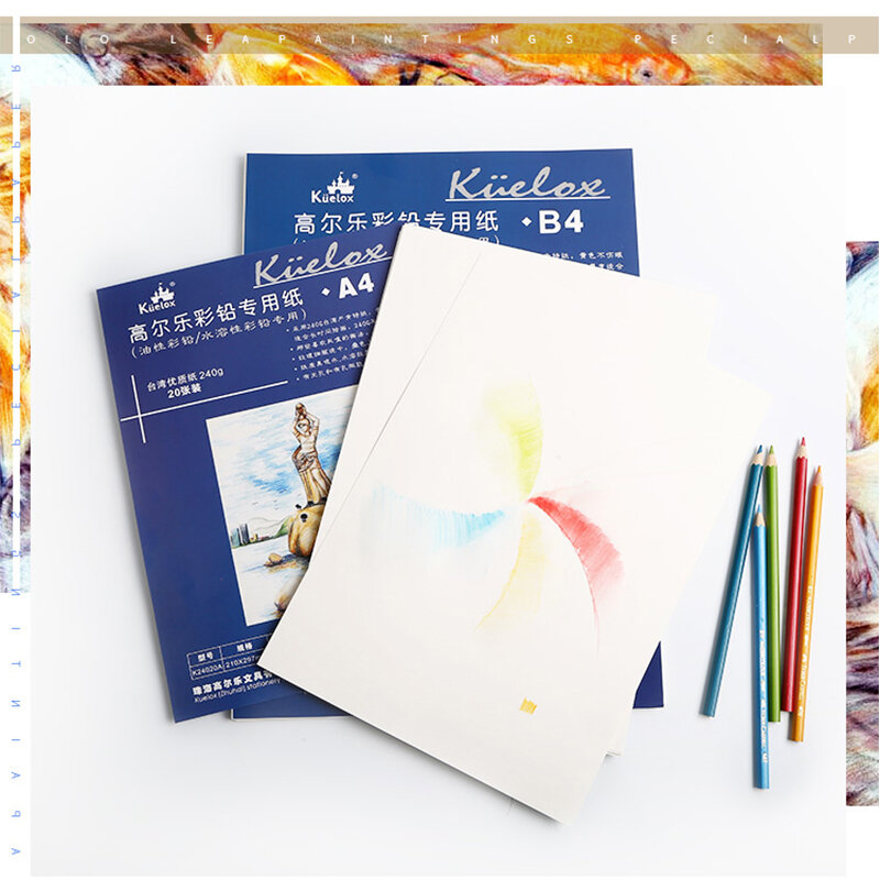 Kuelox 20 folhas oleosas/água-solúvel cor chumbo pintura especial papel 240g fontes da arte adequado para pintura de longo tempo