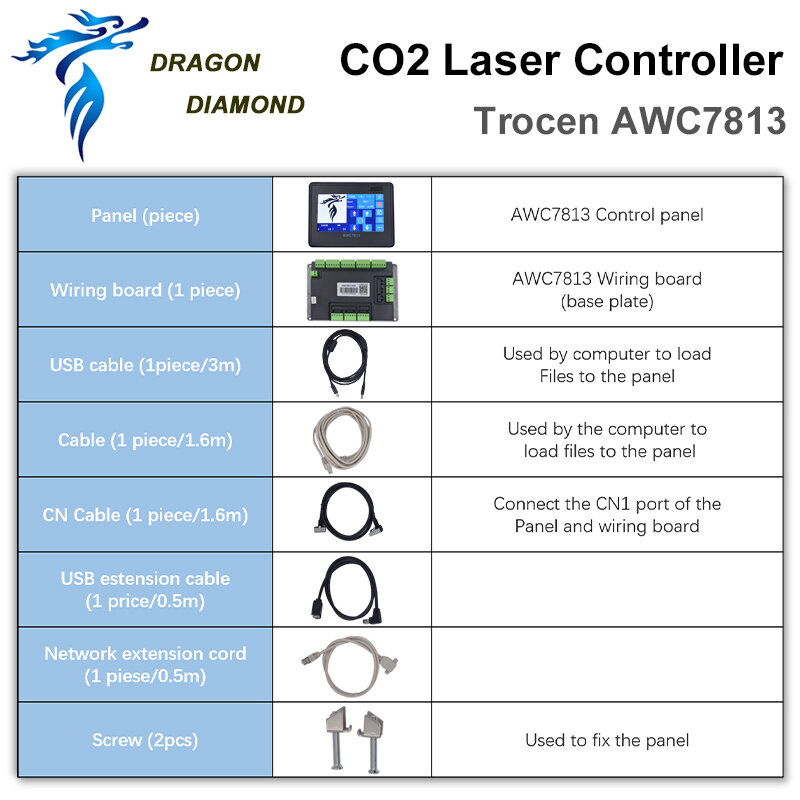 Trocen AWC7813 pengontrol Laser Co2 asli, sistem DSP mengganti AWC708 untuk AWC708s / AWC708c Lite/AWC708c plus/RD6442G/RD6445G