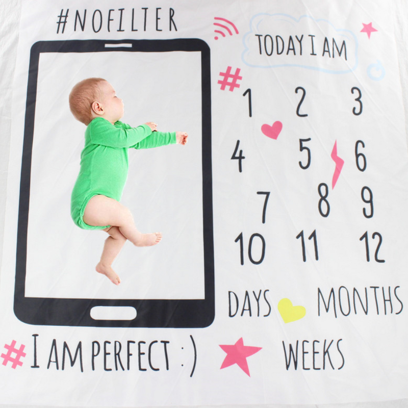 Bebê número de crescimento mensal marco cobertor fotografia adereços pano de fundo 100*100cm