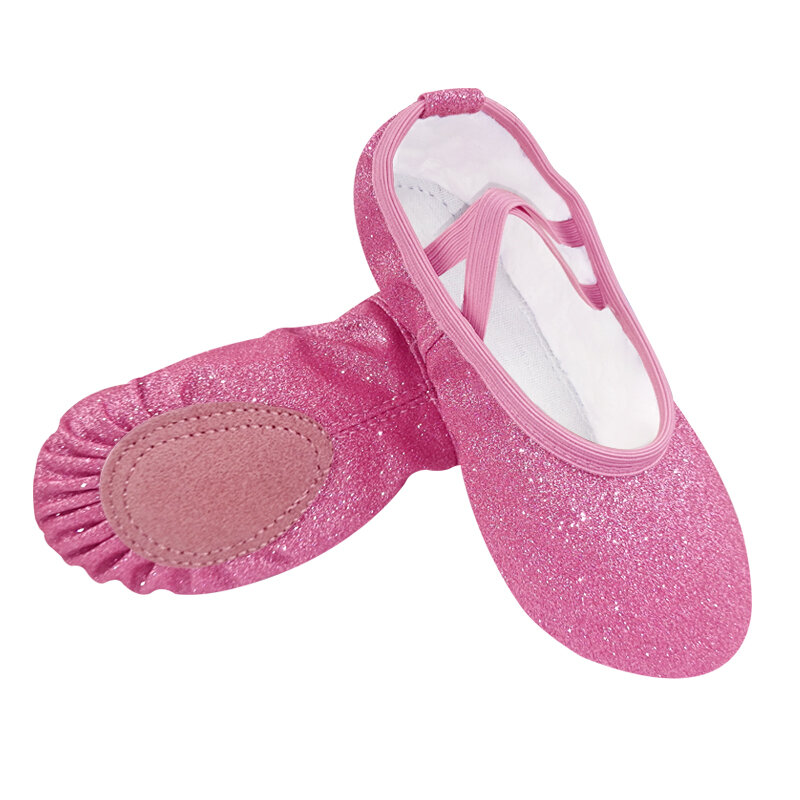 Zapatos de baile de Ballet para niñas y mujeres, zapatillas planas de Yoga y gimnasio, zapatos de baile de Ballet rosa con purpurina, nuevas