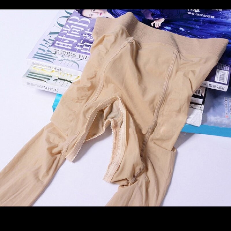 912 Needle 8D Woman Pantyhose Breathable Crotchless Butt Lift Invisible Silk Stocking Shiny Breathable Open-seat Pants Pantyhose