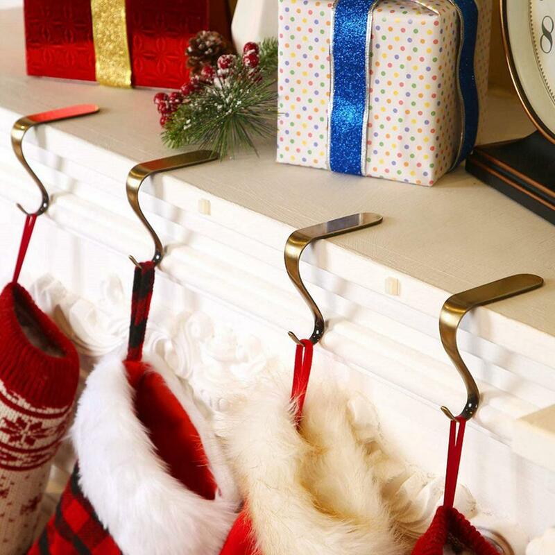 Gancho de calcetín de Navidad, colgador de chimenea, Clips de Metal, soporte de almacenamiento de Navidad, broche de joyería, ganchos colgantes para árbol de fiesta de Navidad, 1 ud.