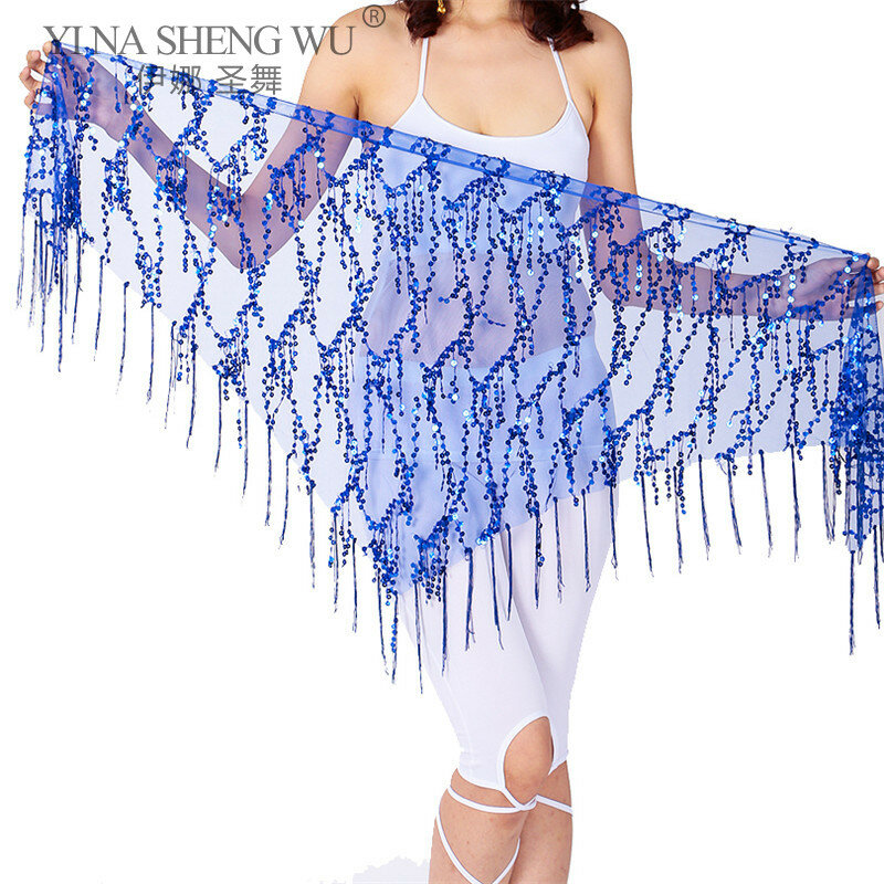 Женский набедренный платок для танца живота, платок с блестками и бахромой, пояс для выступлений, 11 цветов