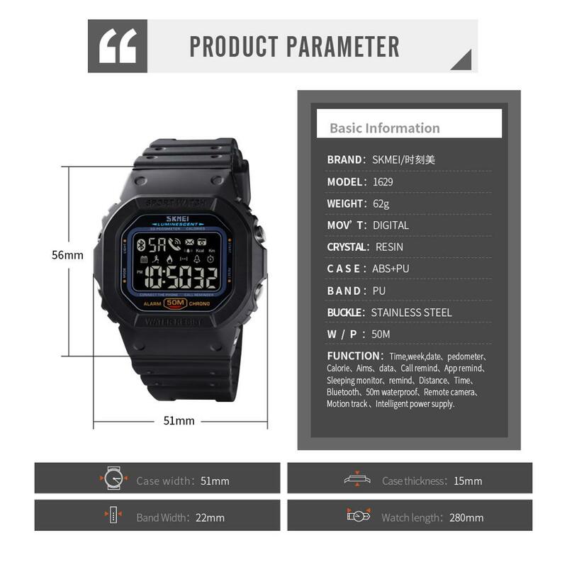 Skmei relógio digital calorie, relógio esportivo masculino multifuncional impermeável de alta qualidade de calorias