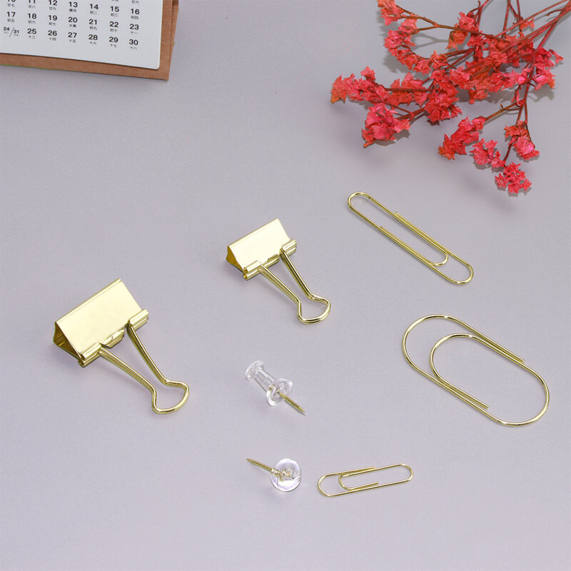 Clips de papel dorados Jumbo, juego de alfileres de empuje dorados de 2 pulgadas, accesorios de oficina, Color dorado
