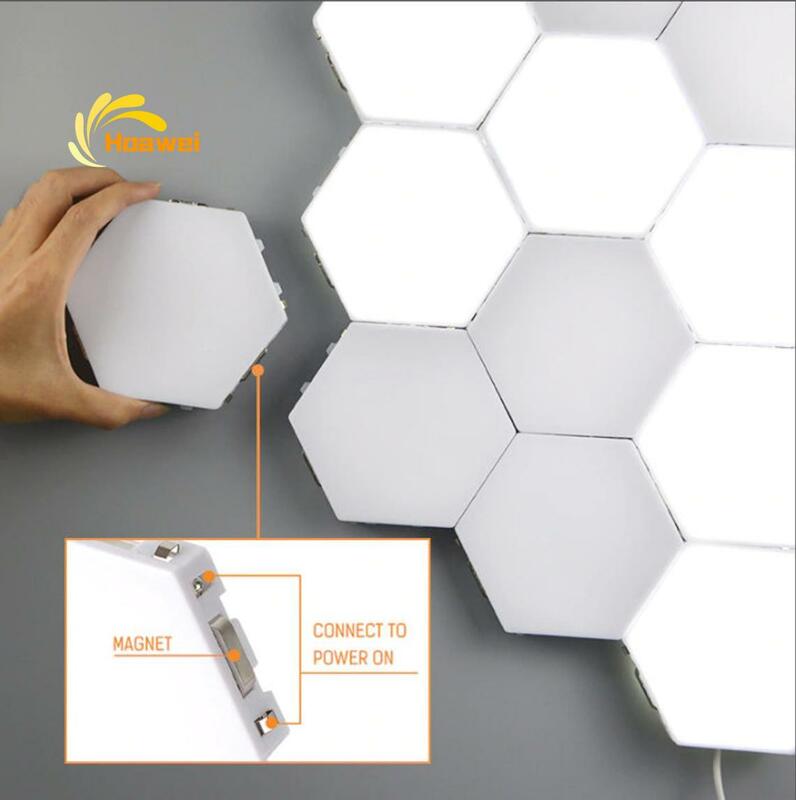 Nordic LED Quantum โคมไฟ Touch Sensitive แสงห้องนั่งเล่นห้องนอนแม่เหล็ก Modular Hexagons สำหรับ Night